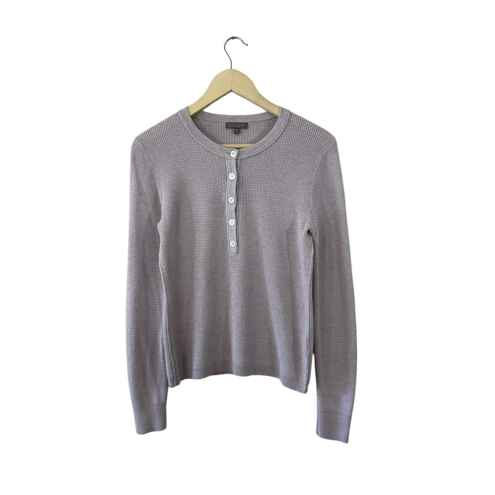 Lilla P Medium Sweater Top Pullover Long Sleeve Pale Purple Cotton Modal Womens